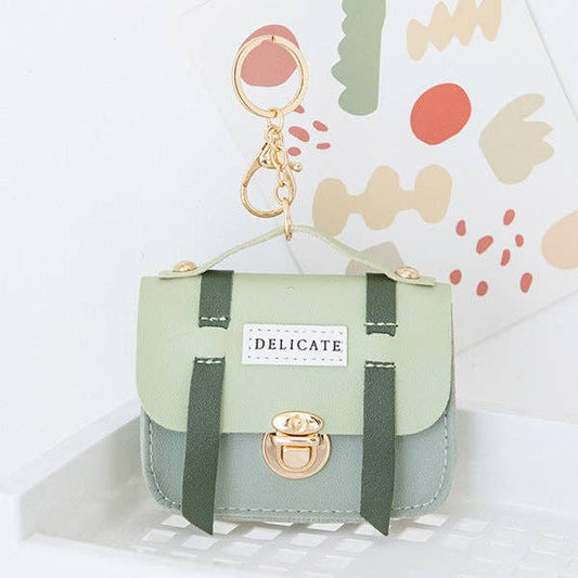 Cute Creative Mini Compact Lock Coin Bag Keychain: Green