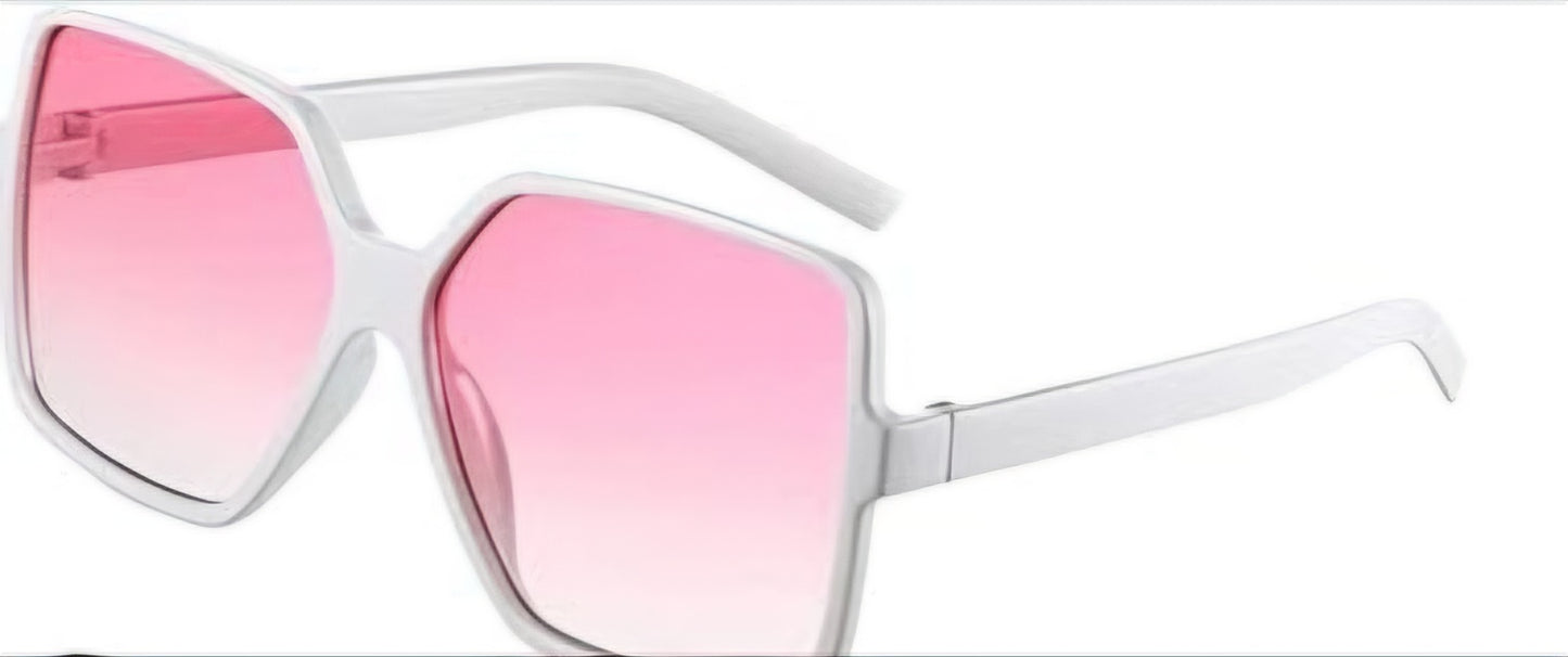 Adult Fashion White Frame Pink Lens Sunglasses