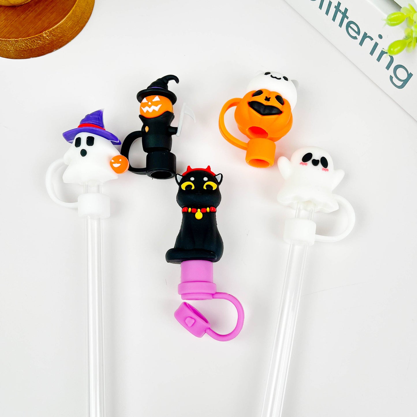 Halloween Series Straw Topper,Ghost Straw Cover