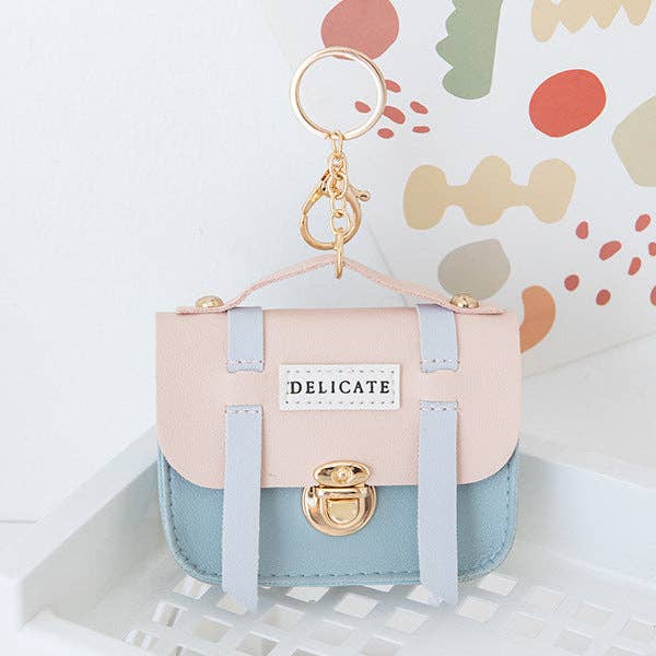 Cute Creative Mini Compact Lock Coin Bag Keychain: Pink