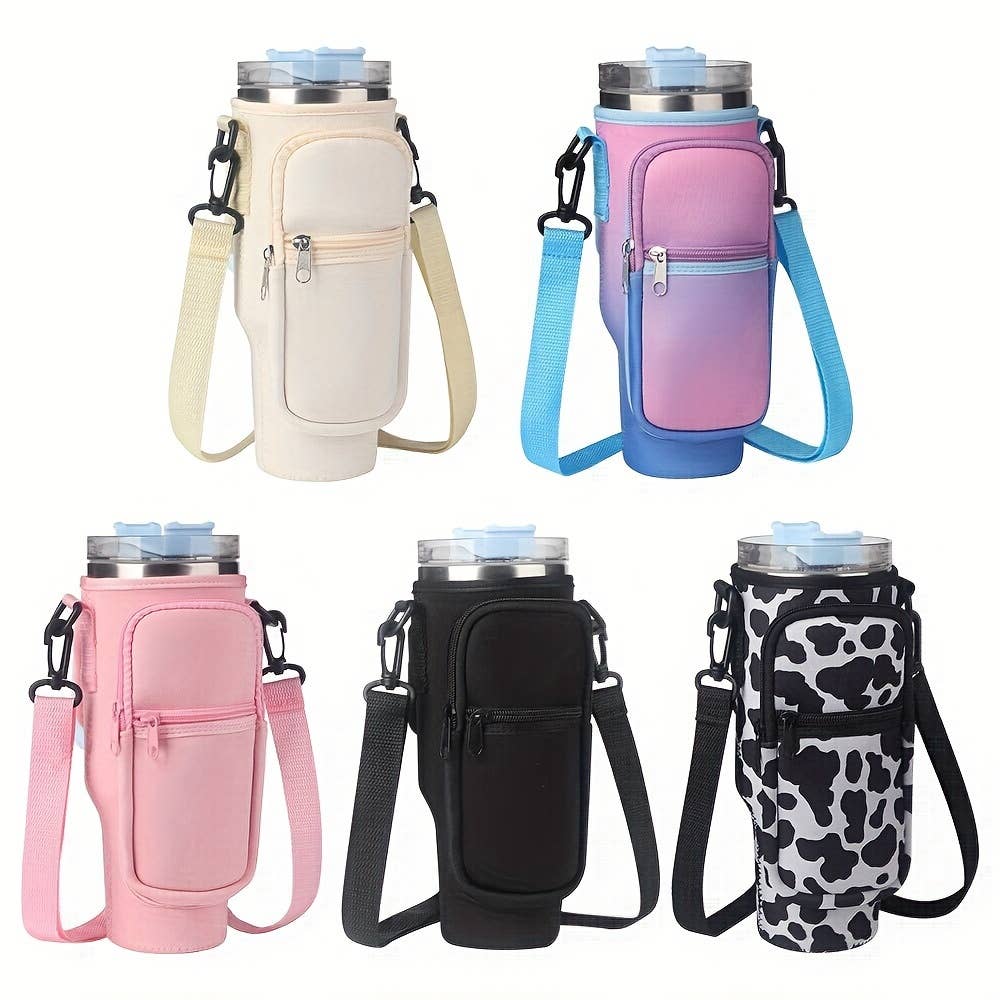 20 or 40oz Water Bottle Carrier Bag Neoprene Bottle Sleeve: Pink