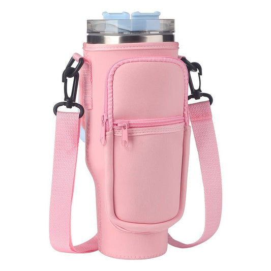 20 or 40oz Water Bottle Carrier Bag Neoprene Bottle Sleeve: Pink