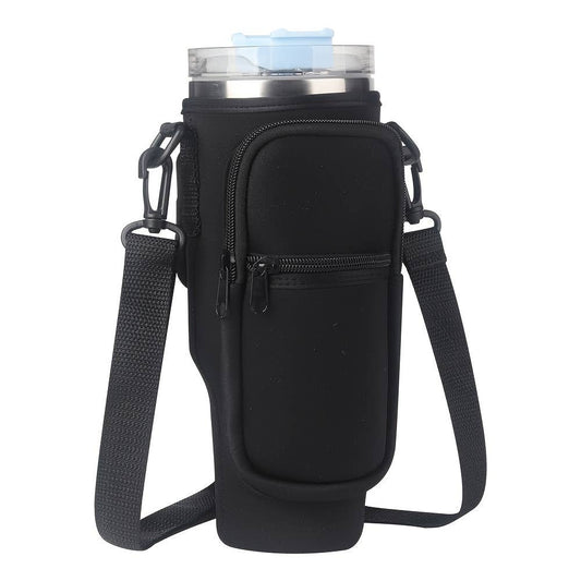 20oz or 40oz Water Bottle Carrier Bag Neoprene Bottle Sleeve: Black