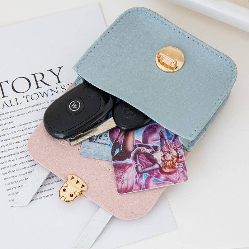 Cute Creative Mini Compact Lock Coin Bag Keychain: Green